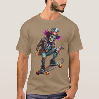 Camiseta Rocknroll skeleton skater illustration funny