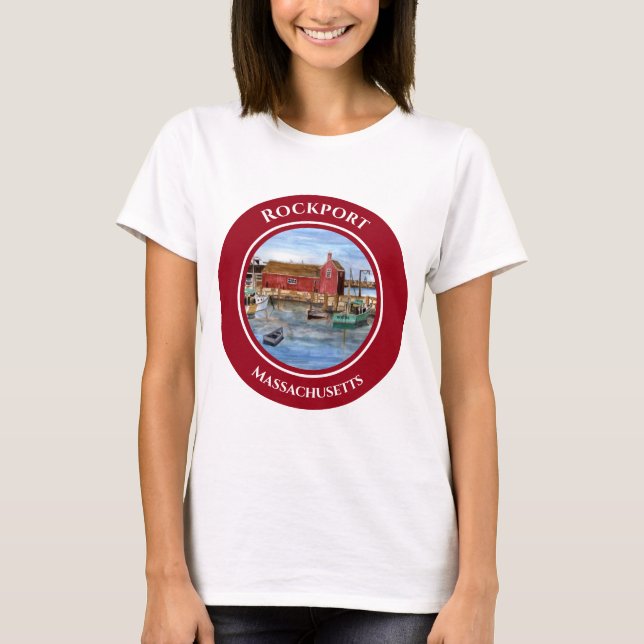 Camiseta Rockport Harbour Massachusetts New England Paintin (Frente)