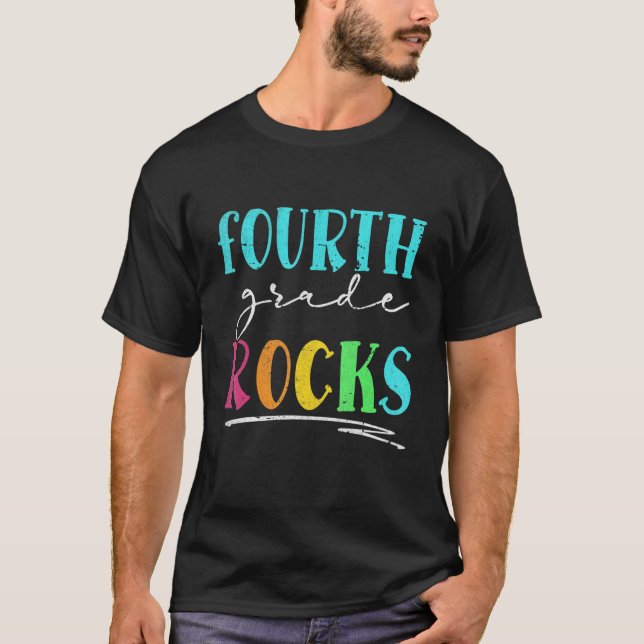 Camiseta Rocks do 4º ano de volta à equipe escolar do 4º an (Frente)
