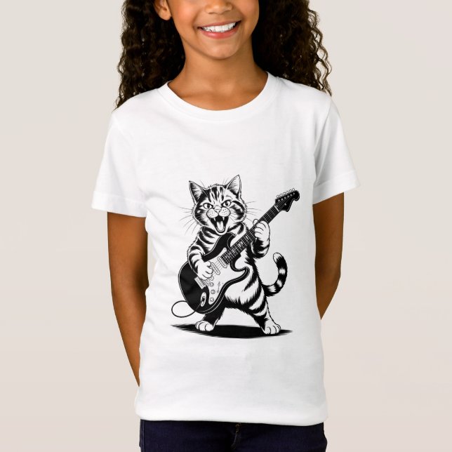Camiseta Rockstar Cat Guitar Solo – Funny Music Lover Gift (Frente)