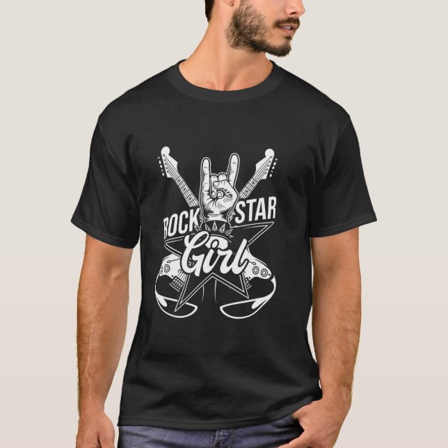 Camiseta Rockstar Girl Rockstar Music Party - Banda Musical (Frente)