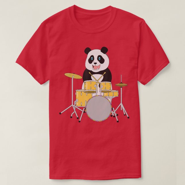 Camiseta Rockstar Panda Safari Zoo Animal Drummer Drums Pla (Frente do Design)