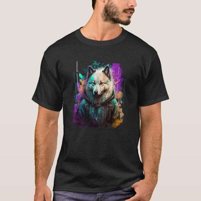 Camiseta Rockstar portrait Samoyed (Frente)