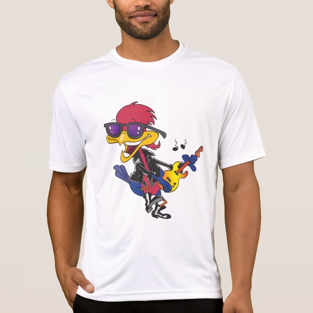 Camiseta Rockstar Roadrunner Bird Playing Guitar (Frente)