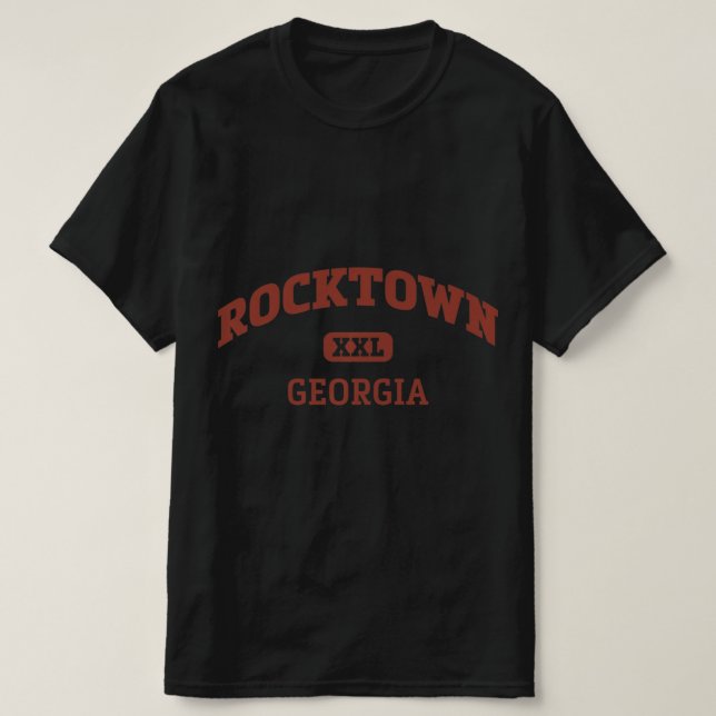 Camiseta Rocktown College Style Rock Escaling Area Design (Frente do Design)