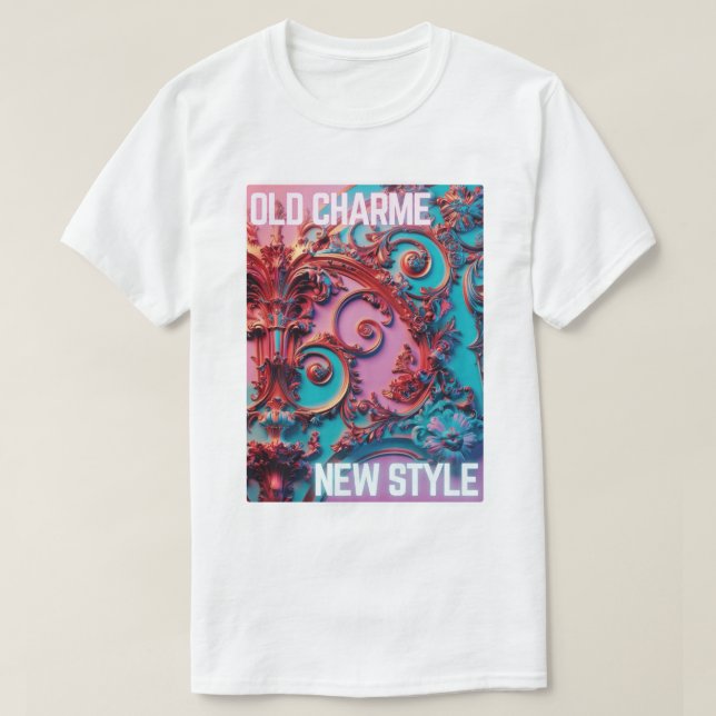 Camiseta Rococo Reimaginado - Antigo charme, novo estilo (Frente do Design)