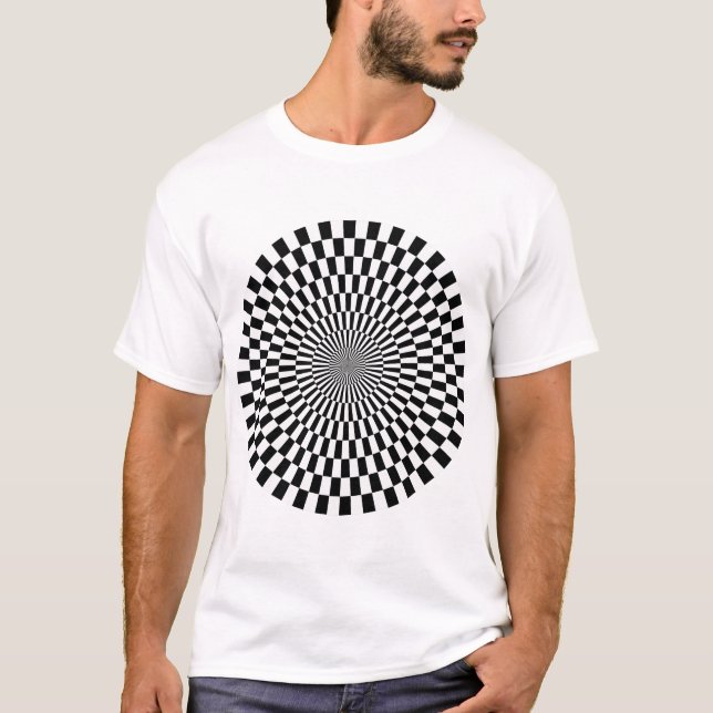 Camiseta Roda da arte Op - preto e branco (Frente)