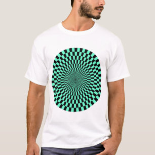 Camiseta Roda de Arte Op - Turquesa e Preto