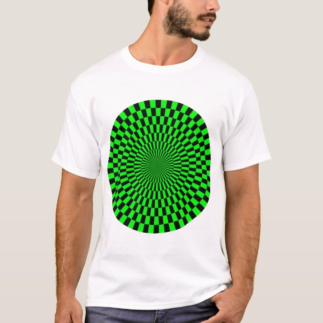 Camiseta Roda de Arte Op - Verde e Preto (Frente)