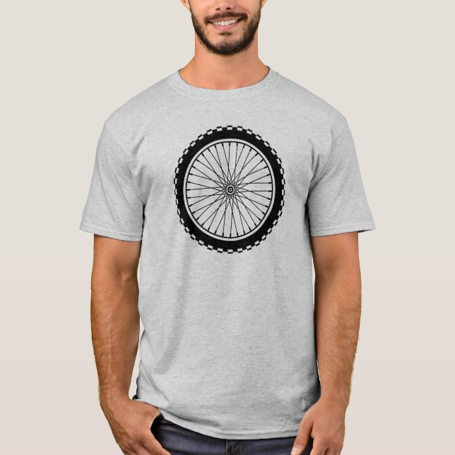 Camiseta Roda de bicicleta de montanha - Preto (Frente)