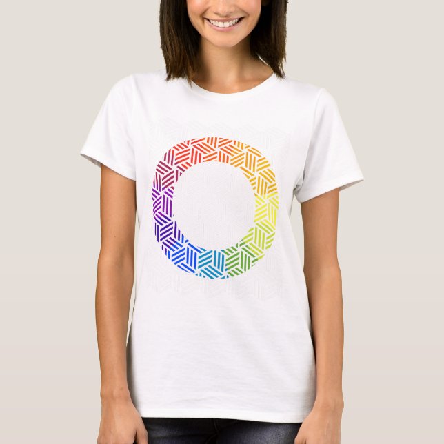 Camiseta Roda de Cores de Ondas Isométricas (Frente)