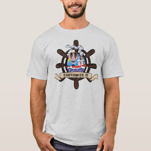 Camiseta Roda de Navio Náutico Marinheiro Cartoon Personali