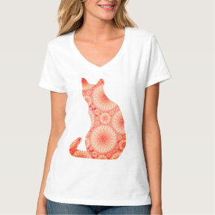 Camiseta "Rodas de Luz" Gato - laranja-coral