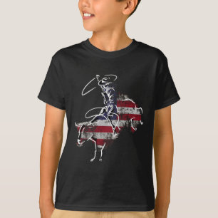 Camiseta Rodeio Americano de Montaria em Touro Retro Grunge