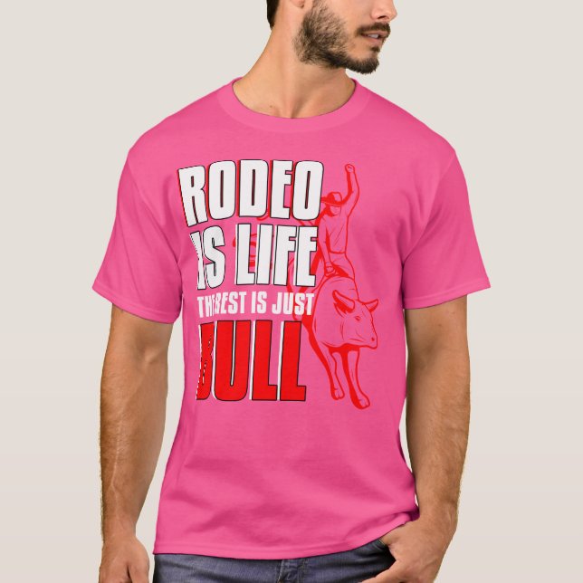 Camiseta Rodeio É Vida Cavaleiro Rodeio de Touro Ocidental  (Frente)