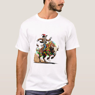 Camiseta Rodeio Papai Noel Engraçado Natal Cowboy Férias Hu