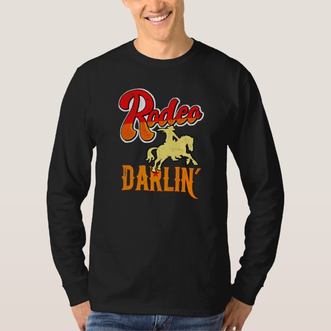 Camiseta Rodeio Rodeo Darlin, Cavalo e Touro, em Larga Medi (Frente)