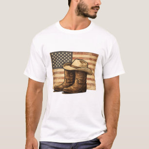 Camiseta Rodeio Rústico Patriota Western Americana