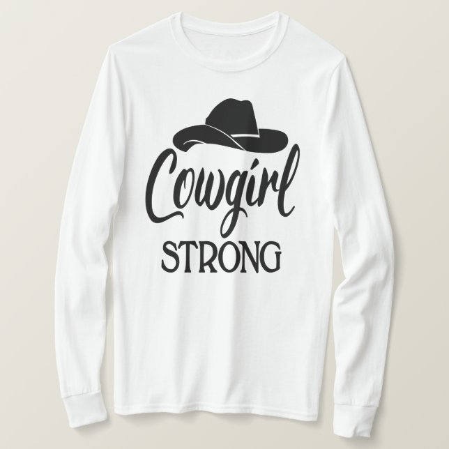 Camiseta Rodeio Sassino de Cowboy Forte, Linha de Chapéu (Frente do Design)