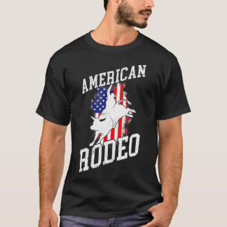 Camiseta Rodeo Americano Touro De Cavalo De Cowboy Voando P