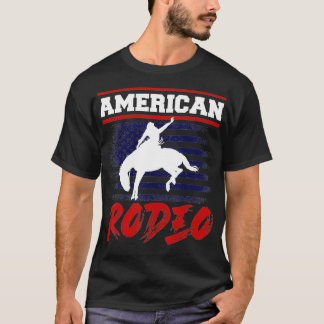 Camiseta Rodeo Americano Touro De Cavalo De Cowboy Voando P