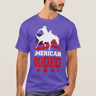 Camiseta Rodeo Americano Touro De Cavalo De Cowboy Voando P