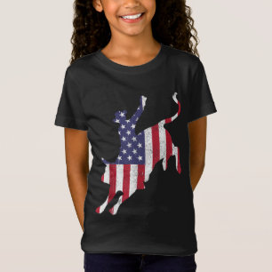 Camiseta Rodeo Bull Andando Bandeira Americana
