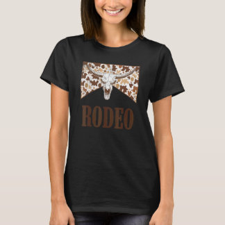 Camiseta Rodeo Cowgirl Leopard Bull Caveira Ocidental Couve