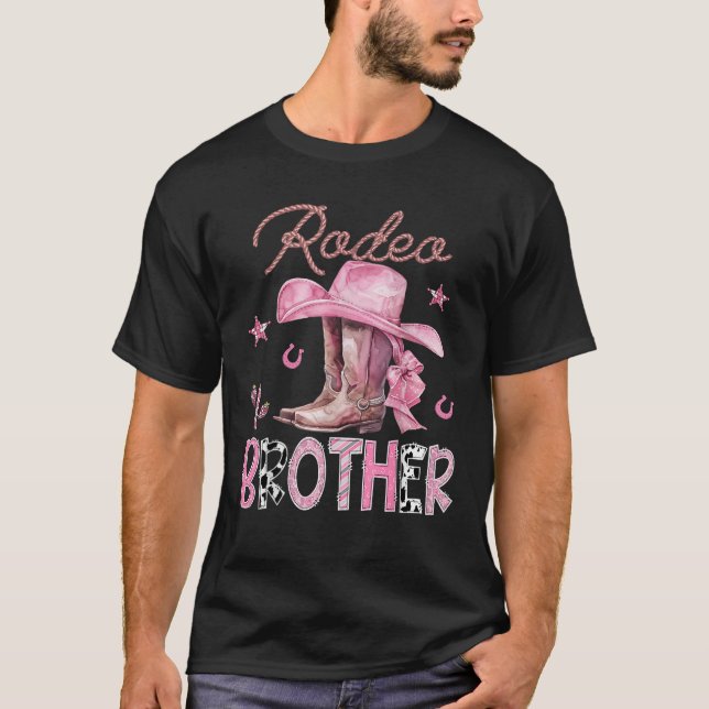 Camiseta Rodeo Irmão Rosa Boots Coquette CowGirl Aniversári (Frente)