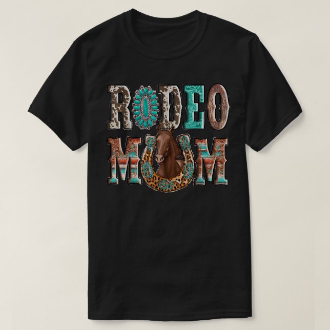 Camiseta Rodeo Mãe Ferradura Cochicho Ocidental Mãe Leopard (Frente do Design)