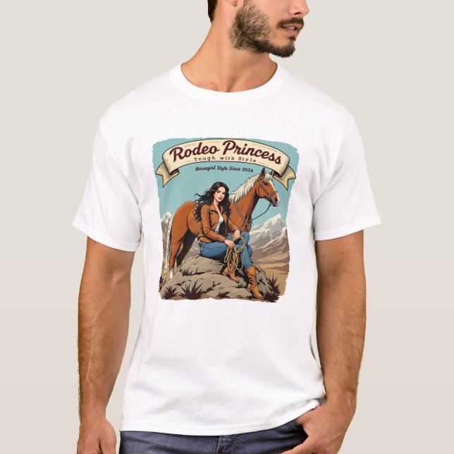 Camiseta Rodeo Princess T-Shirt Design - Negrito e Na moda  (Frente)