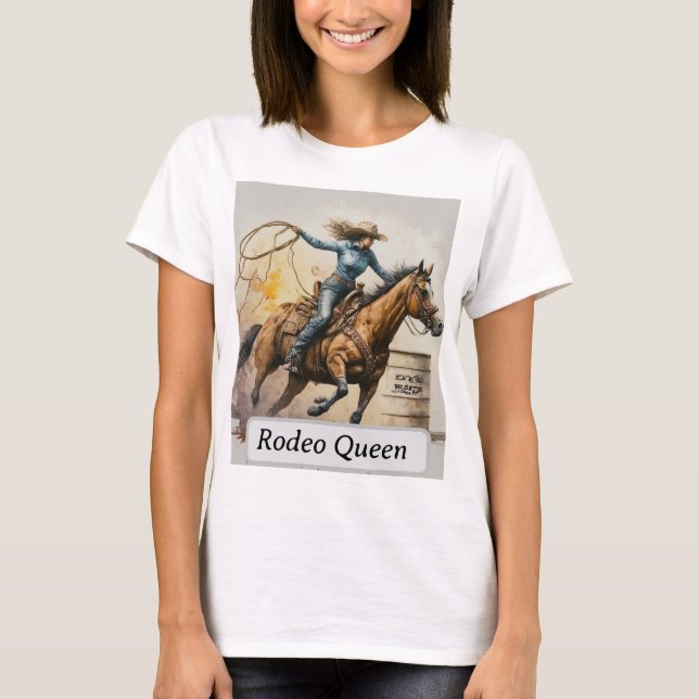 Camiseta Rodeo Queen Barrel Racing Cowgirl Watercolor (Frente)