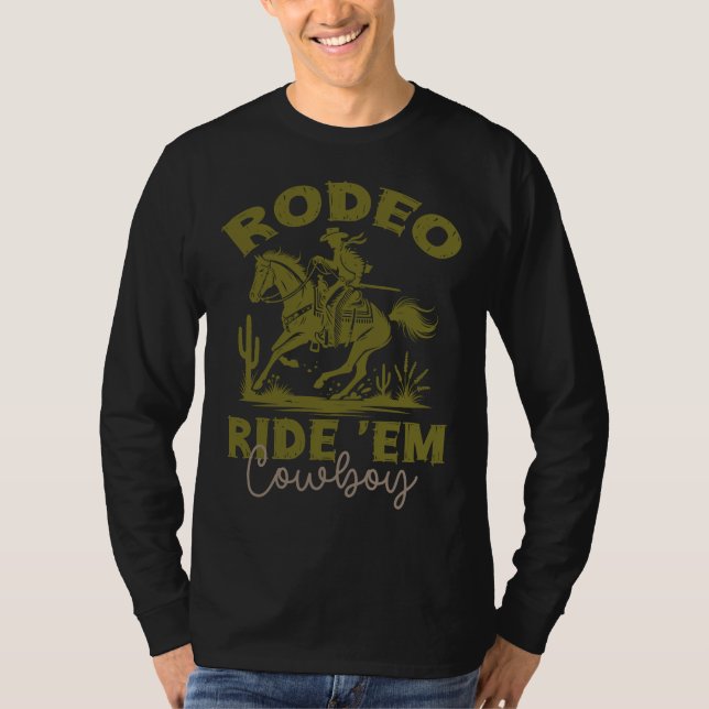 Camiseta Rodeo Ride Em Cowboy, Estilo Ocidental (Frente)