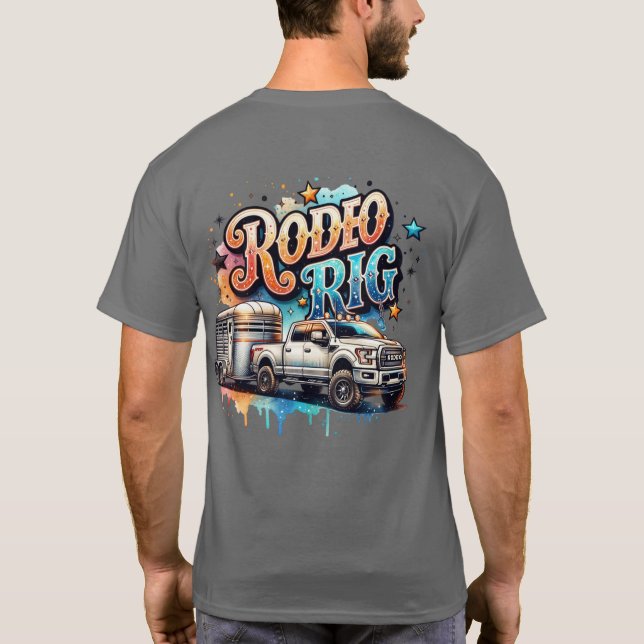 Camiseta Rodeo Rig Truck E Reboque De Cavalo (Verso)