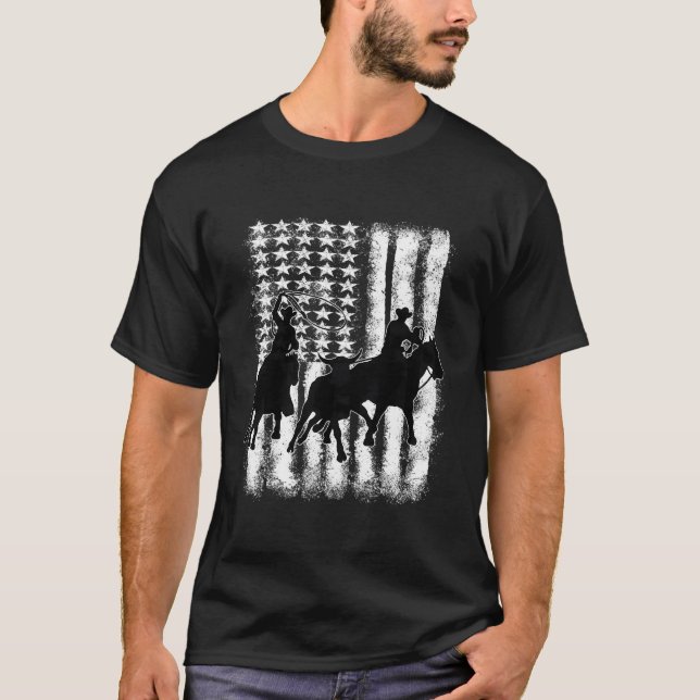 Camiseta Rodeo Team Roping - Grunge em Descanso (Frente)