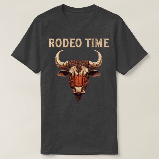 Camiseta Rodeo Time Bull Dirigindo Touro De Cowboy (Frente do Design)
