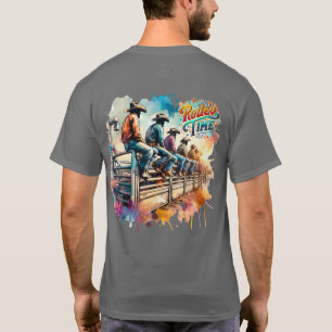 Camiseta Rodeo Time Cowboys Sentados Em Rodeo Bucking Chute