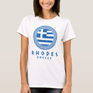 Camiseta Rodes, Design branco branco-Grécia de-mulher, com 