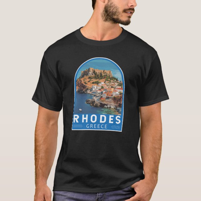 Camiseta Rodes Grécia Ilustração Viagem de Arte (Frente)