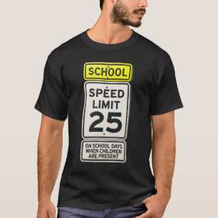 Camiseta Rodovia Sinaliza Velocidade-Limite da Escola Sinal