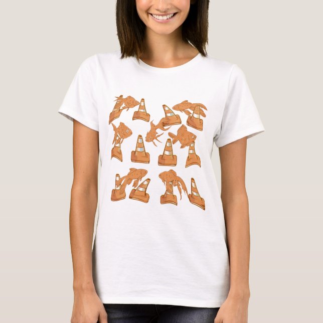 Camiseta Rodoviários de Cones e de Peixes-Dourados laranja (Frente)