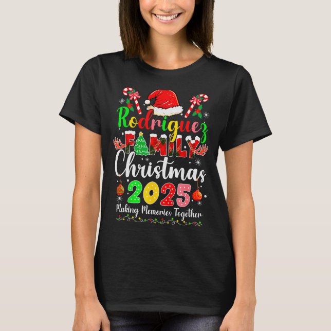 Camiseta Rodriguez Family Christmas 2025 Matching Santa Hat (Frente)