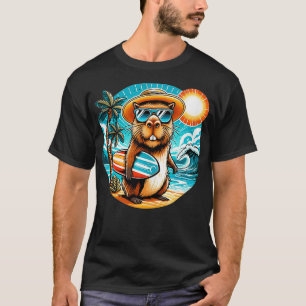Camiseta roedor engraçado capybara vestindo óculos de sol s