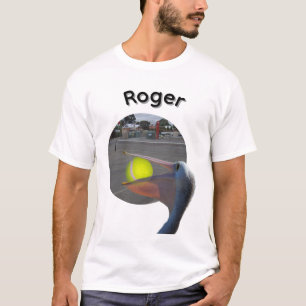 Camiseta Roger Nome Com Pelicano Pegando Bola,