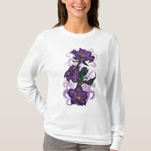 Camiseta Rogo de flores roxas