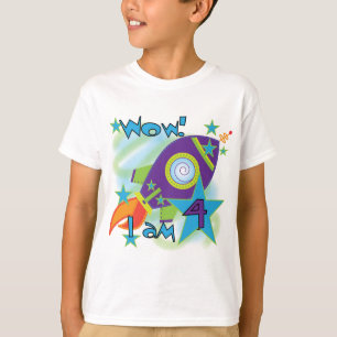 Camiseta Roket Ship 4th Birthday T-shirts e presentes
