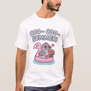Camiseta Rola Cute no Flutuador de Flamingo na Piscina Verã