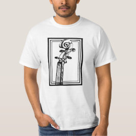 Camiseta Rolagem de violino preto e branco com contornos pr