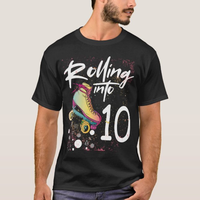 Camiseta Rolando Em 10 Roller Skating Aniversário (Frente)