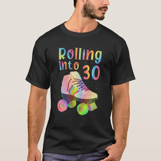 Camiseta Rolando em 30 cilindro de aniversário de 30 anos L (Frente)